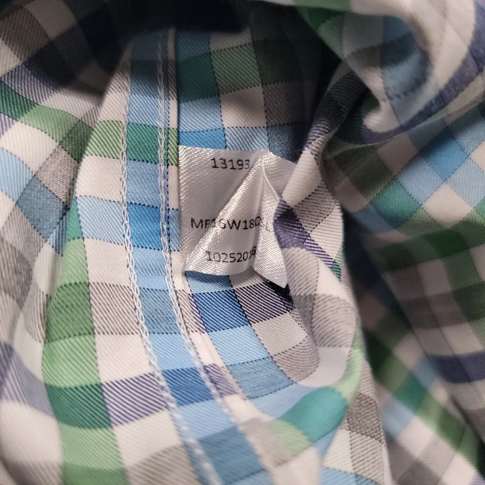 Peter Millar Men Button Down Shirt Medium Gingham Check Multicolor‎ Cotton